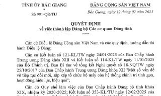 Thành lập Đảng bộ Các cơ quan Đảng tỉnh Bắc Giang